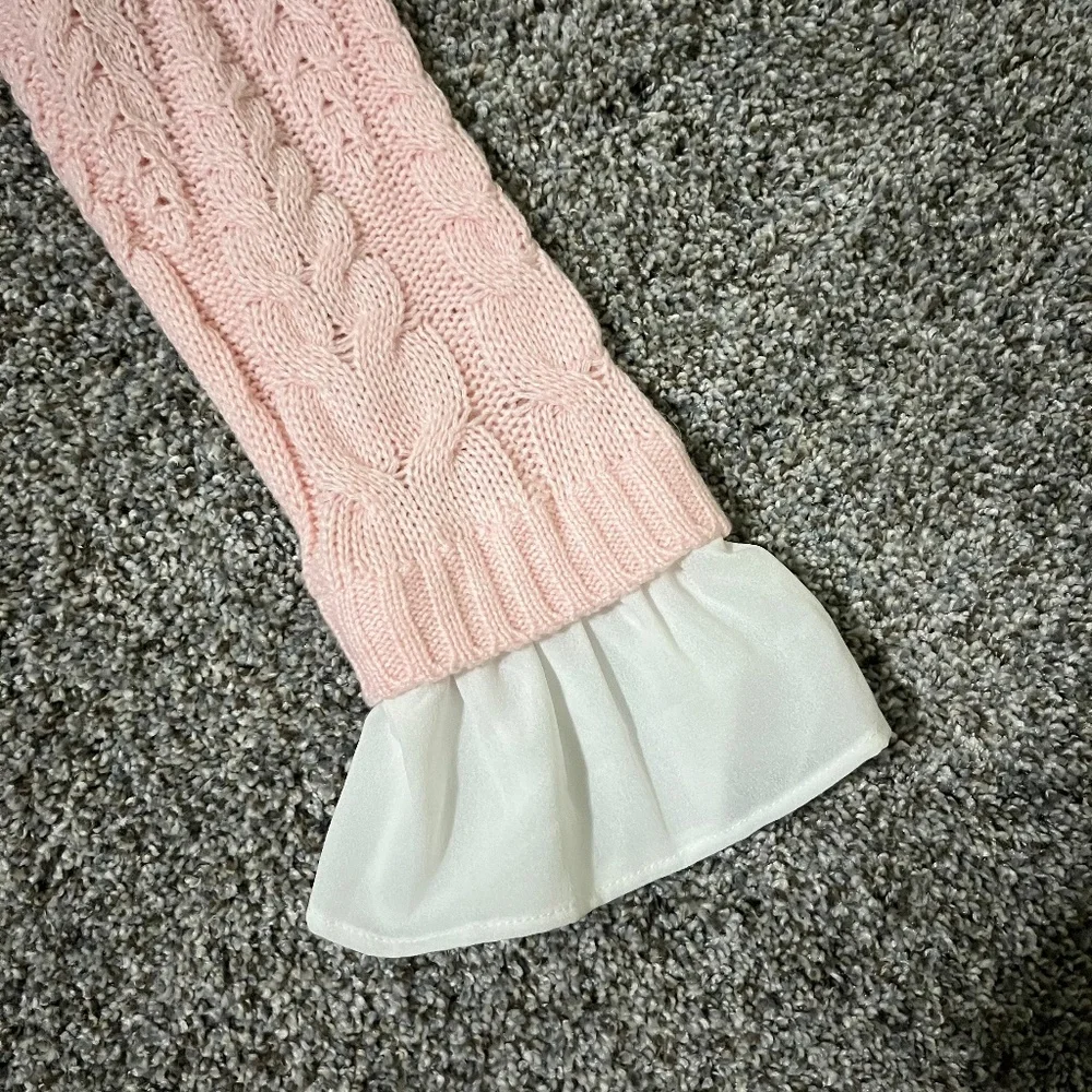 ELLE Women's Mock-layer Cable Knit Sweater; Pink; Size M - Picture 8 of 16